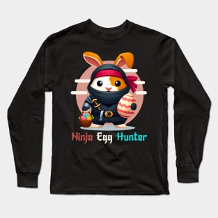 Ninja Egg Hunter Easter Guinea Pig With Bunny Ears Long Sleeve T-Shirt